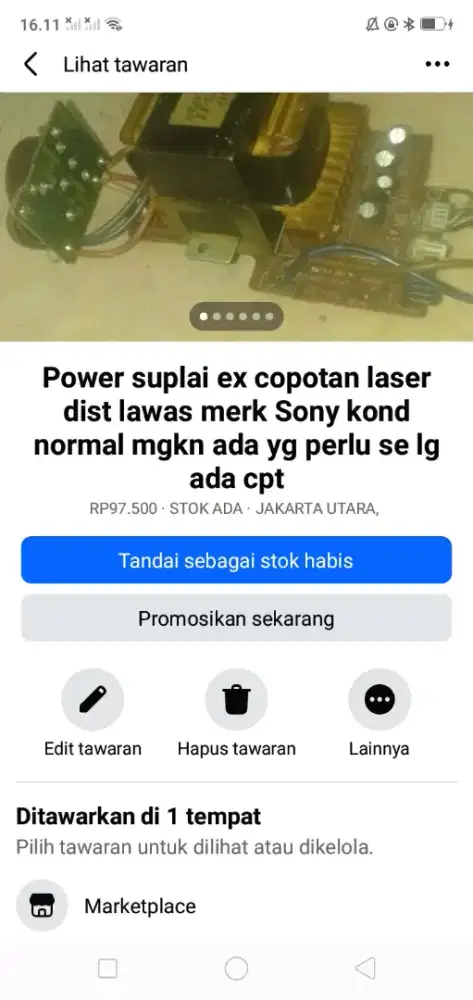 Power suplay ex copotan laser dist player Sony kond normal hrg murah