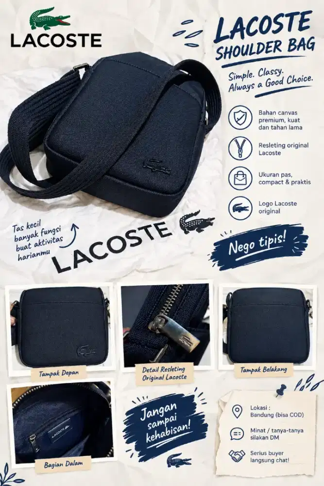 Paket HEmat Air Jordan 42 + Tas Lacoste Original - Fullset - BU