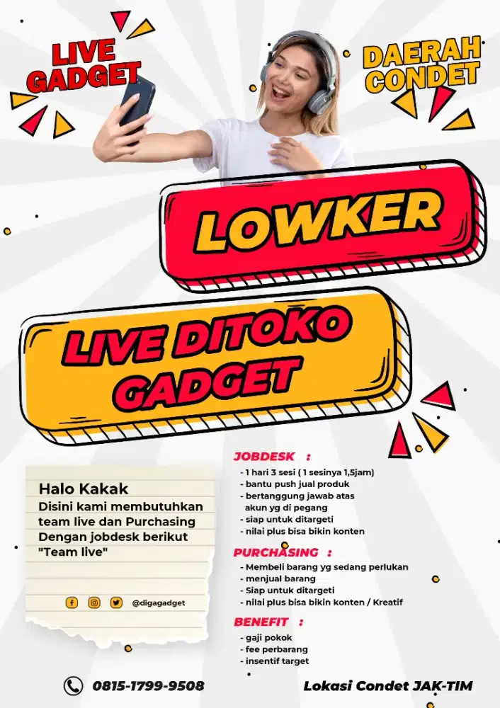 Dibutuhkan team live dan purchasing