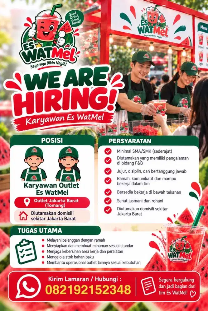 Dibutuhkan karyawan untuk Es WatMel