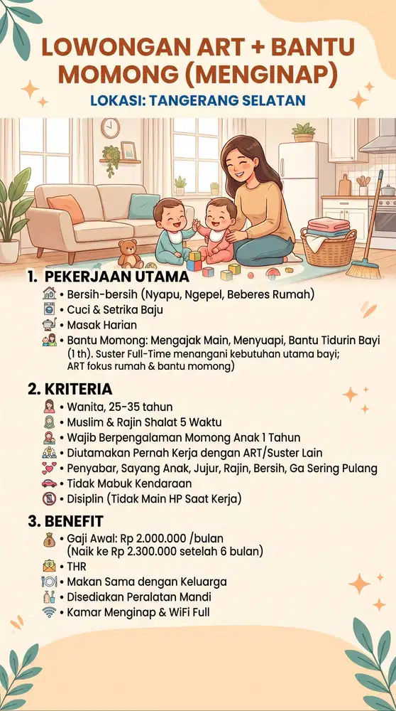 LOWONGAN ART + BANTU MOMONG (MENGINAP)