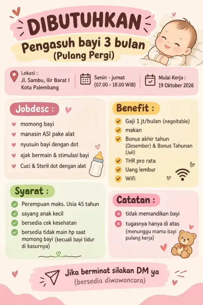 Dibutuhkan pengasuh bayi