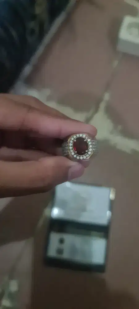 Cincin Permata Natural Pyrope Almandite