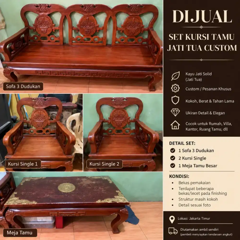 Bangku Set Kayu Jati Tua