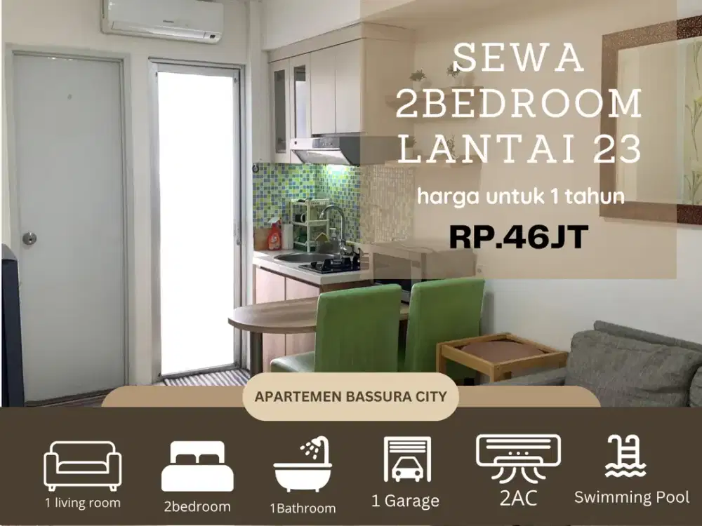Sewa 2kamar full furnish atas mall murah apartemen bassura city