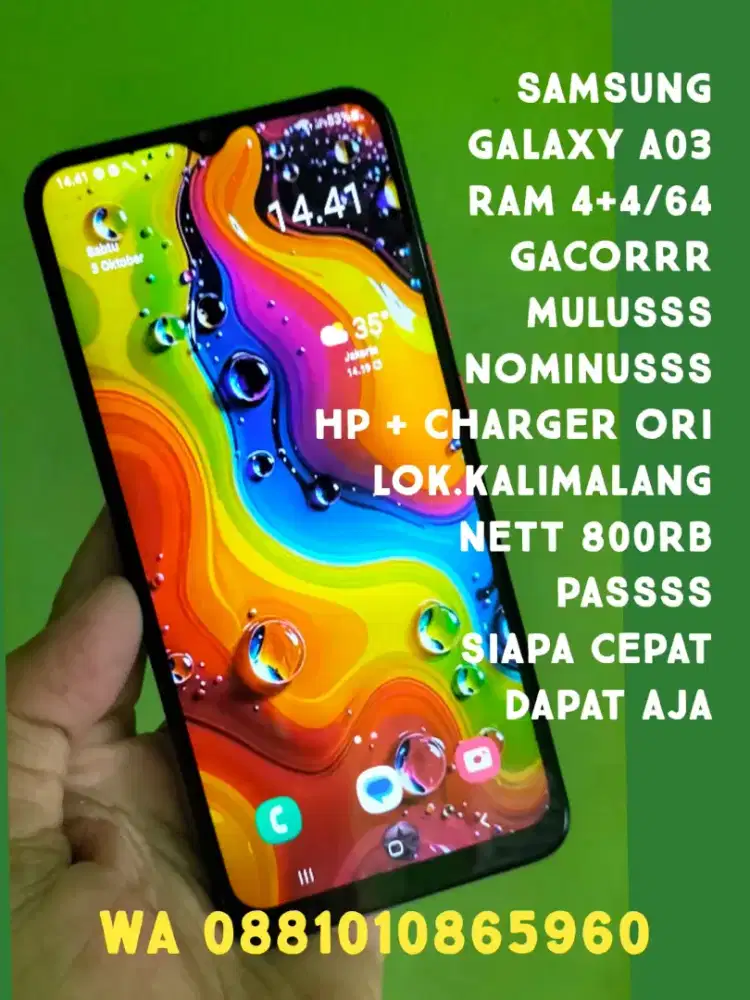 Samsung A03 4+4/64 Muluss Nett 800rb Passs. Kalimalang