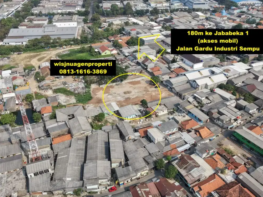 Kavling 110 500 3000 di kelilingi kawasan Jababeka 1 Bekasi Akses Mobil Zona Industri
