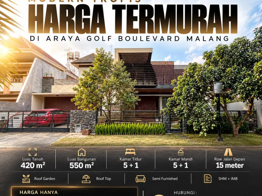 Rumah Tropis Modern di Araya Golf Boule Malang