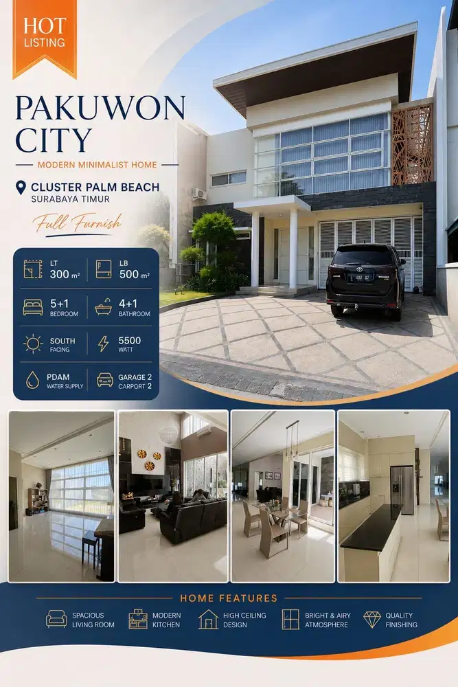 DIJUAL RUMAH PALM BEACH PAKUWON CITY FULL FURNISHED SIAP HUNI!