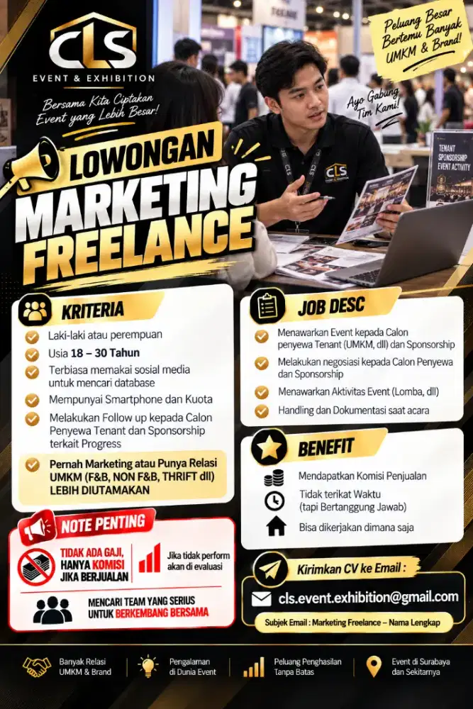 BUTUH CEPAT! CREW EVENT PAMERAN MARKETING FREELANCE