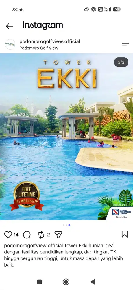 Apartemen Ekki tower studio full furnished