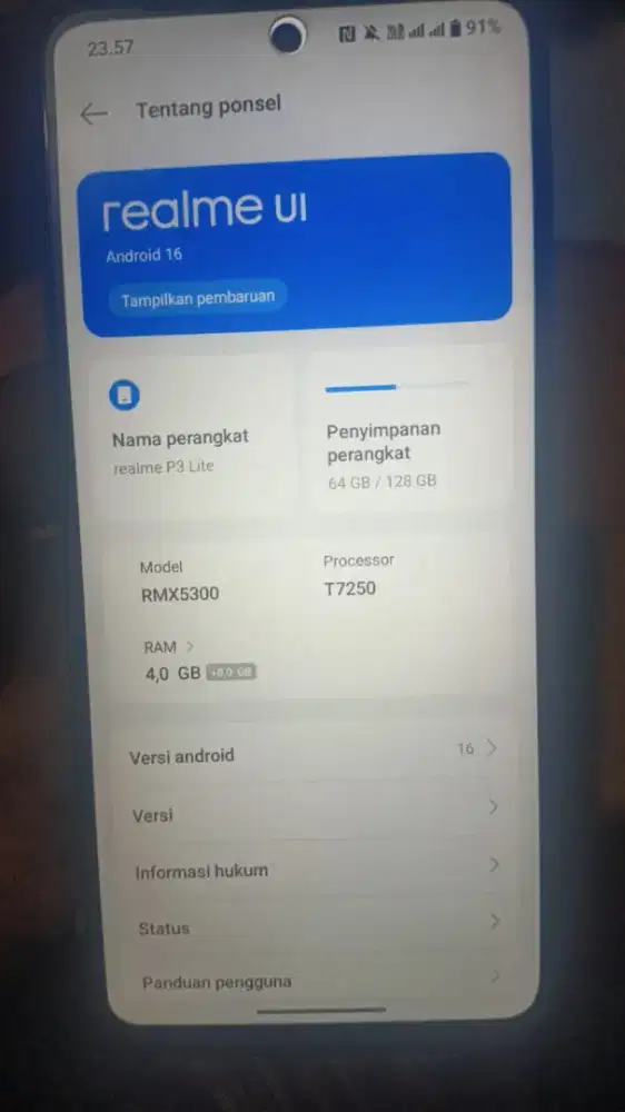 Jual hp realme pt3lite