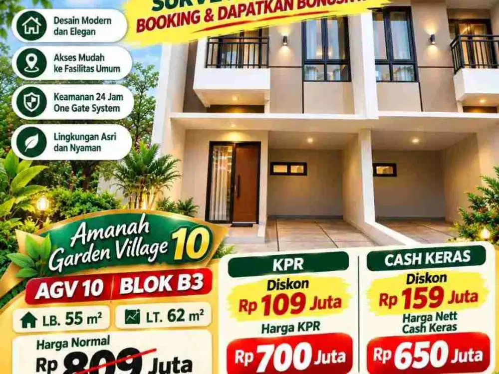 Promo Rumah Baru 2 Lantai Siap Huni 650jt, Banyak Bonusnya