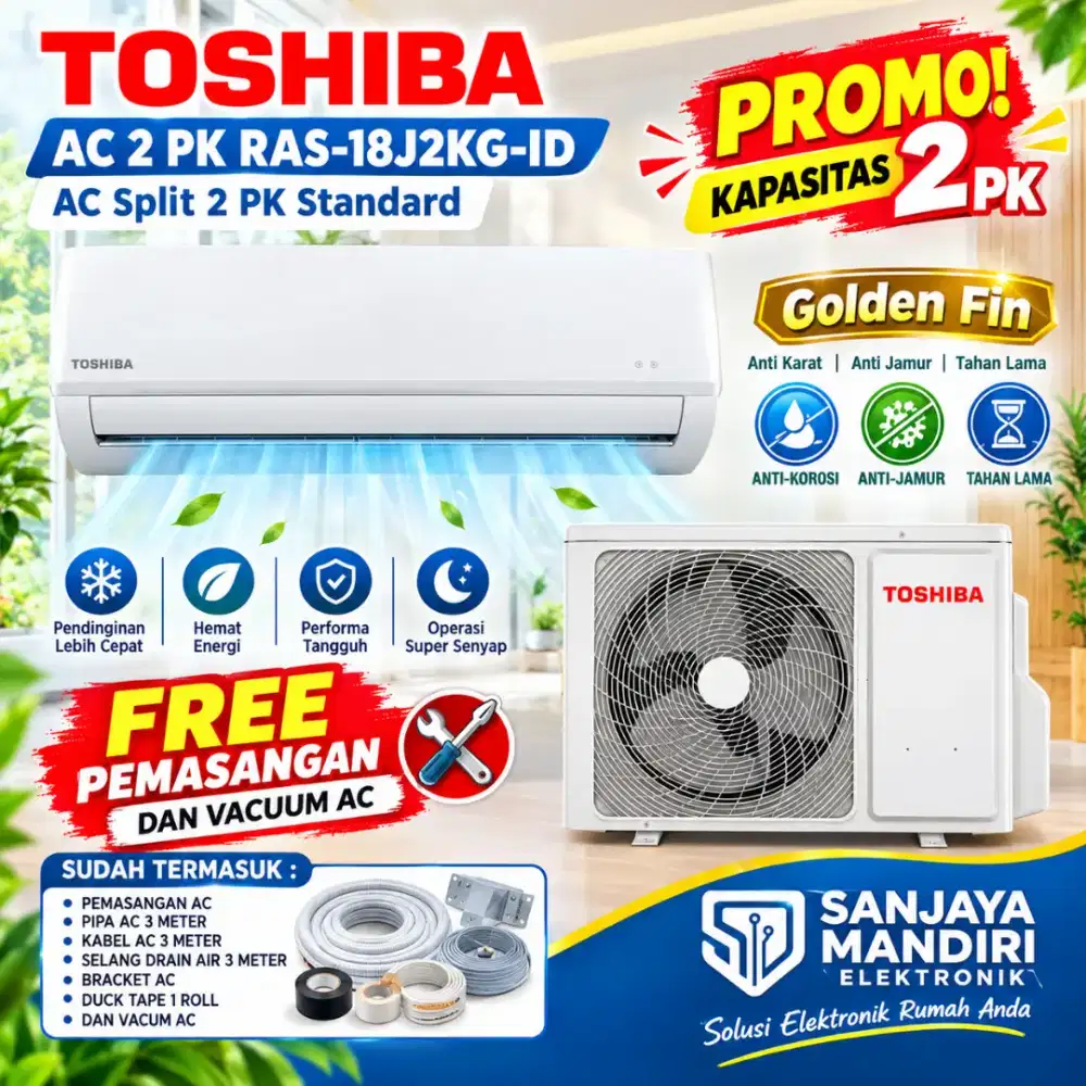 FREE PASANG! TOSHIBA Japan AC Split 2 PK Golden Fin RAS-18J2KH-ID