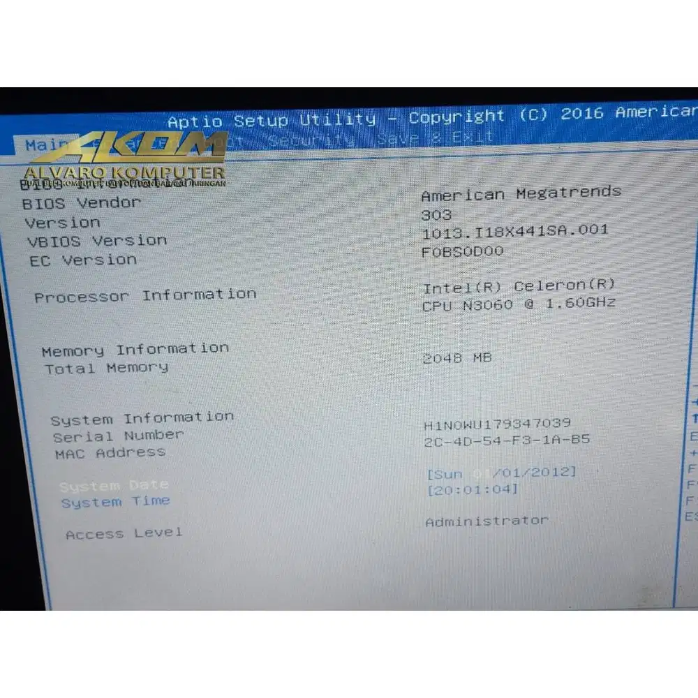 Motherboard Laptop Asus X441S Intel Celeron N3060