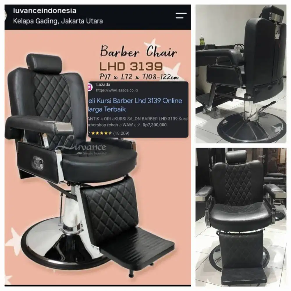 Set Peralatan Barber - Kursi Hidrolik Luvance LHD 3139 - Banyak Bonus