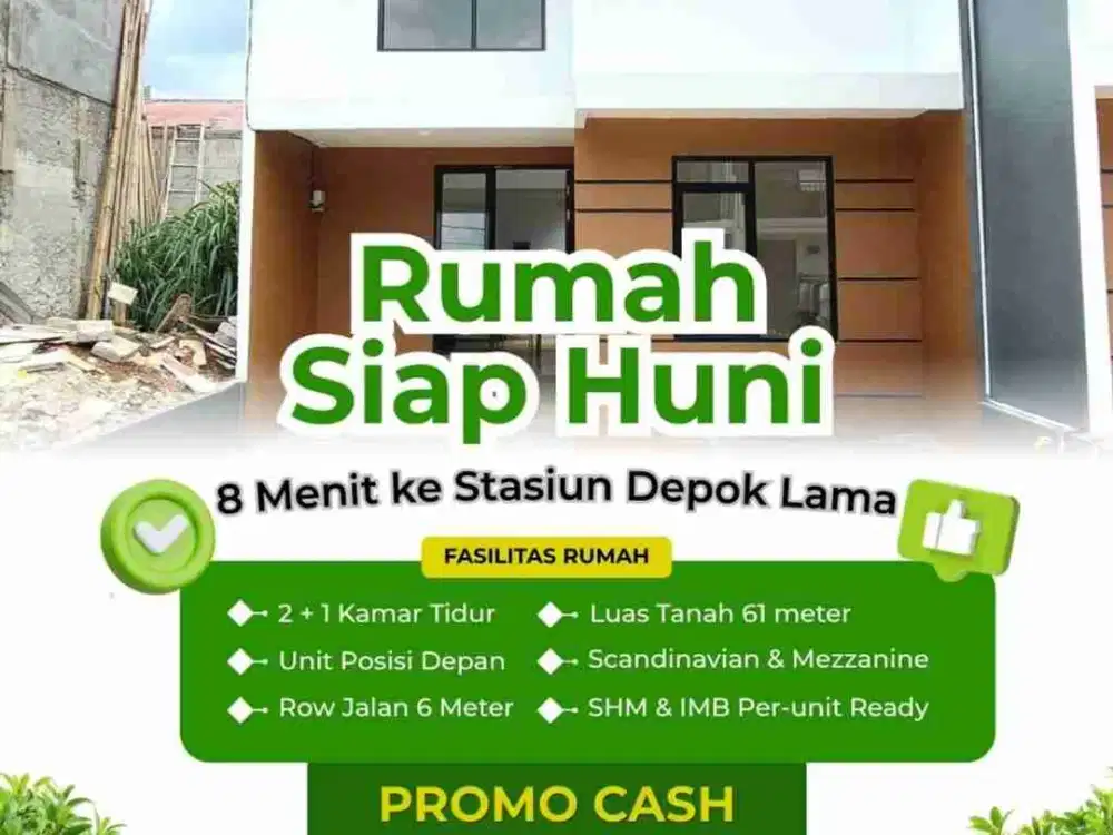 RUMAH MURAH DEKAT STASIUN DEPOK 400 JT AN