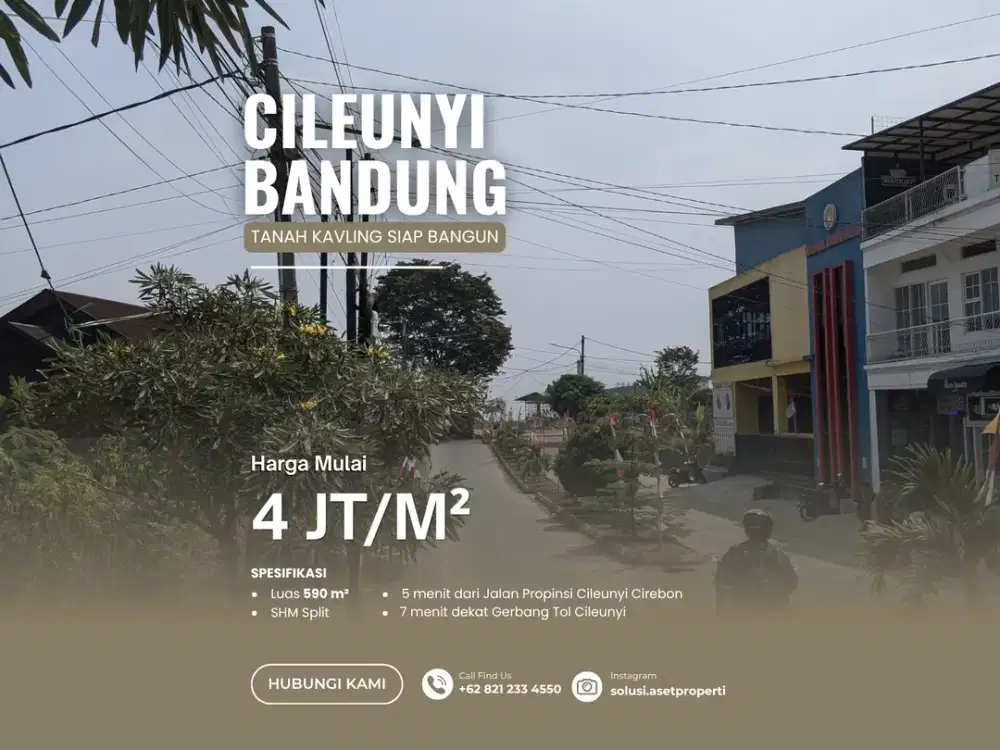 Tanah SHM 590 m² Promo Cash Keras 2.36 Milyar Komplek DPR Cileunyi Villa Bandung Indah