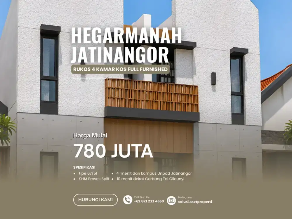 Rukos Twinkost 4 kamar kos Jatinangor Okupansi Tinggi Dekat JATOS & UNPAD 780 Juta