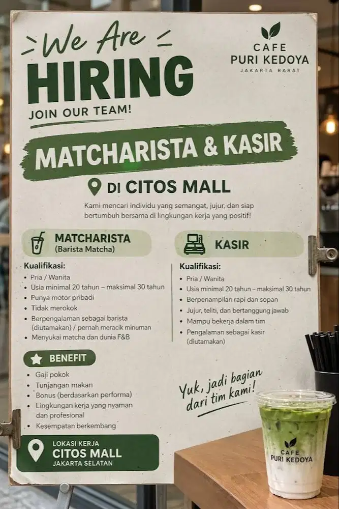 MATCHARISTA SEKALIGUS KASIR DI CITOS MALL CAFE