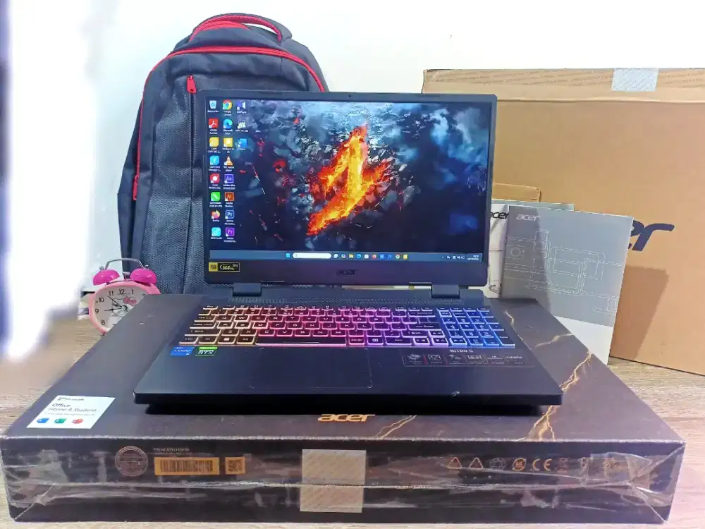 Laptop gaming acer nitro 5 rtx3050 fullset dus tas original NOMINUS