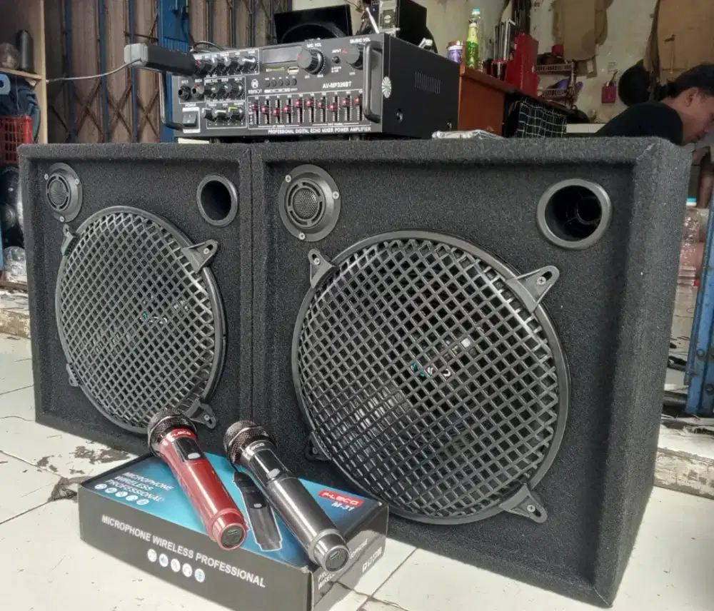 Paket lengkap sound system karaoke 12 wireless