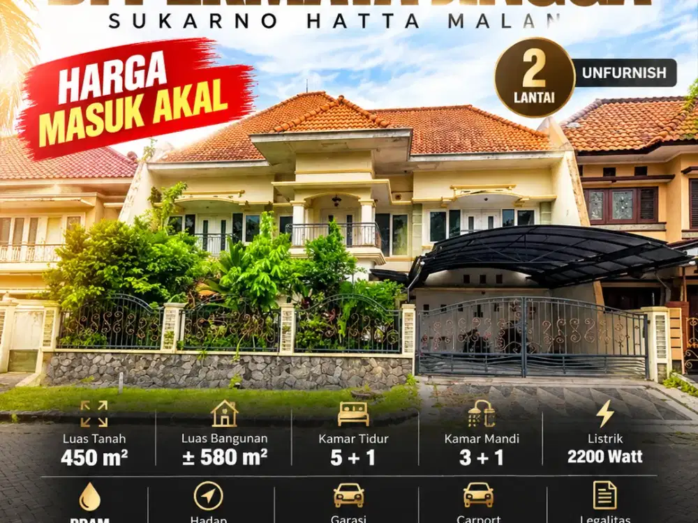 Rumah Modern Dekat UB di Permata Jingga Suhat Lowokwaru Malang