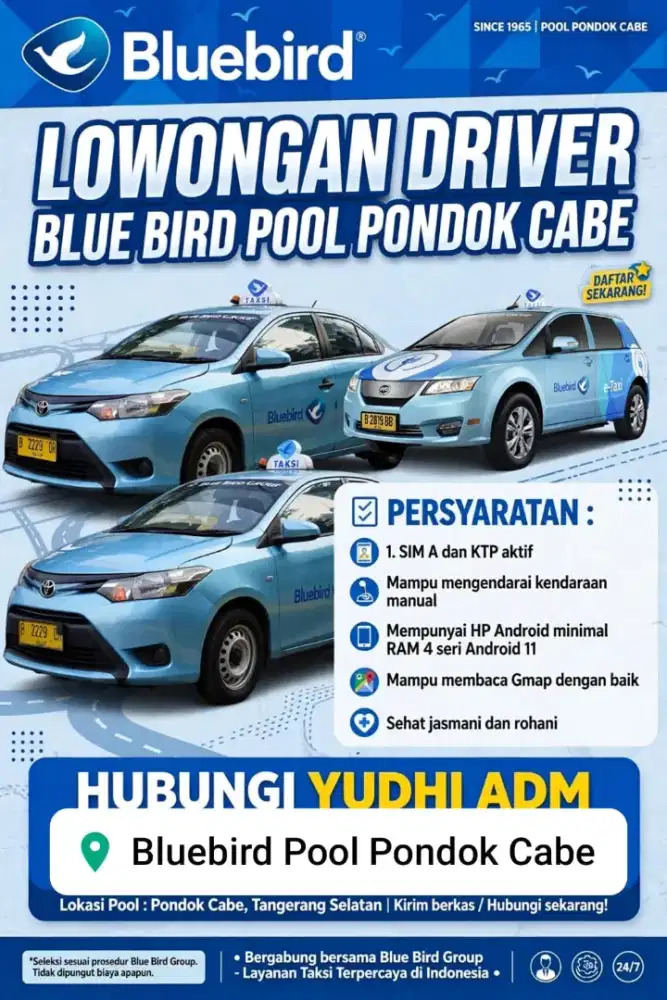 DIBUTUHKAN DRIVER TAKSI BLUE BIRD