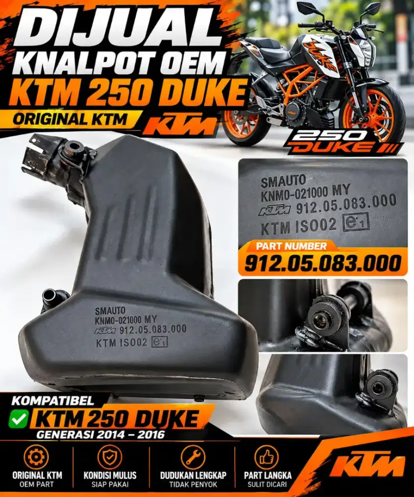 Knalpot oem KTM DUKE 250 part number generasi 2014-2016