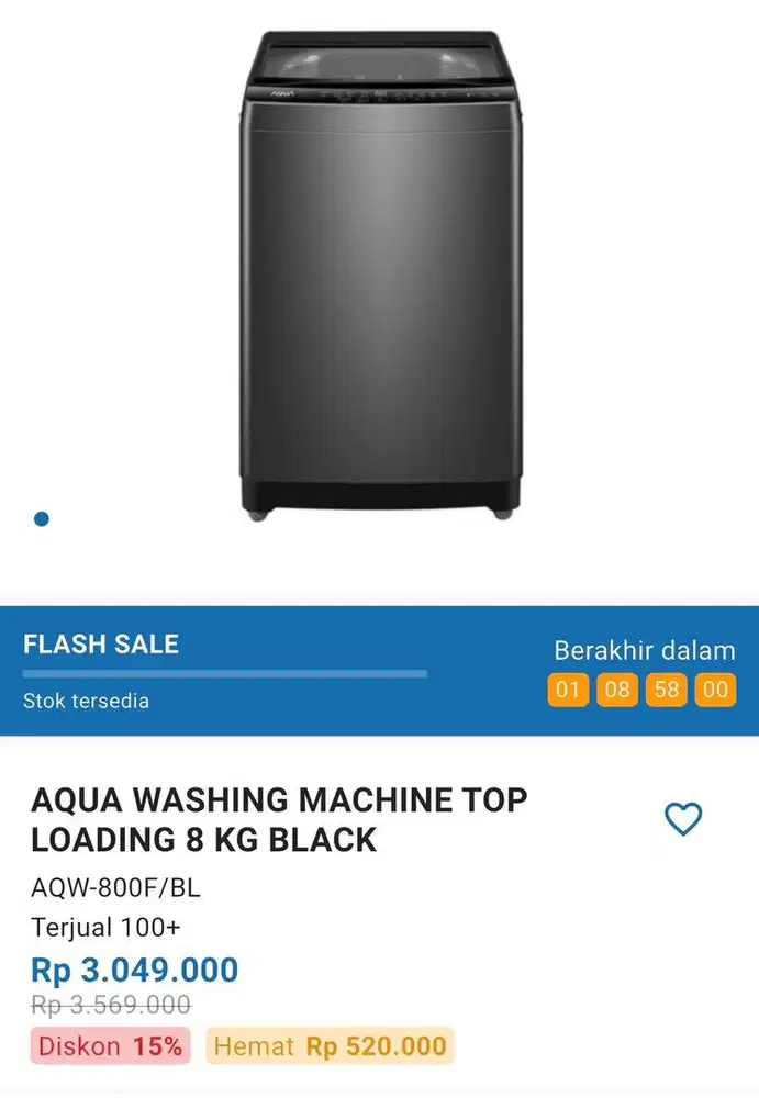 Aqua mesin cuci 8kg
