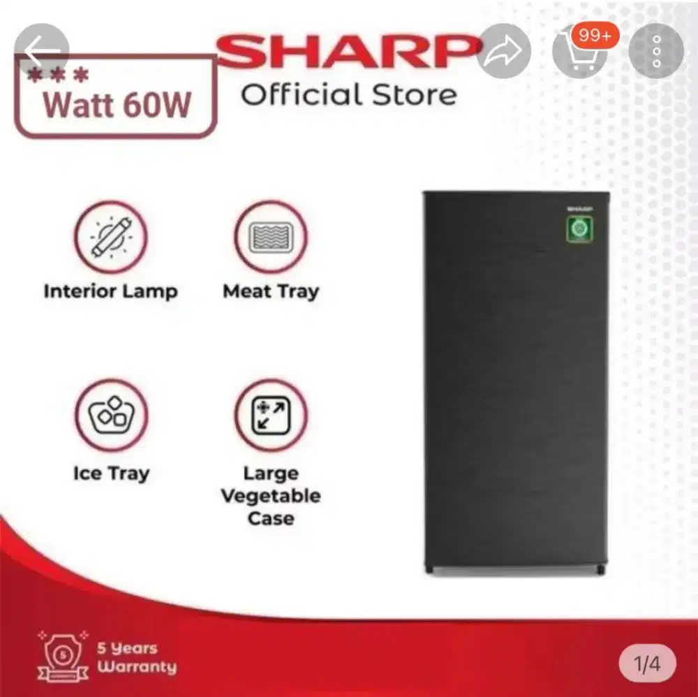 Kulkas Sharp 1 Pintu SJ-N162N-HS