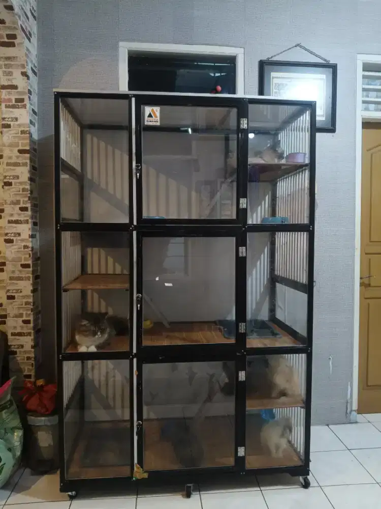 Kandang kucing aluminum super jumbo 3 lantai