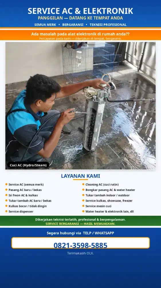 Jasa cek Bongkar pasang AC & water hiter Bergaransi