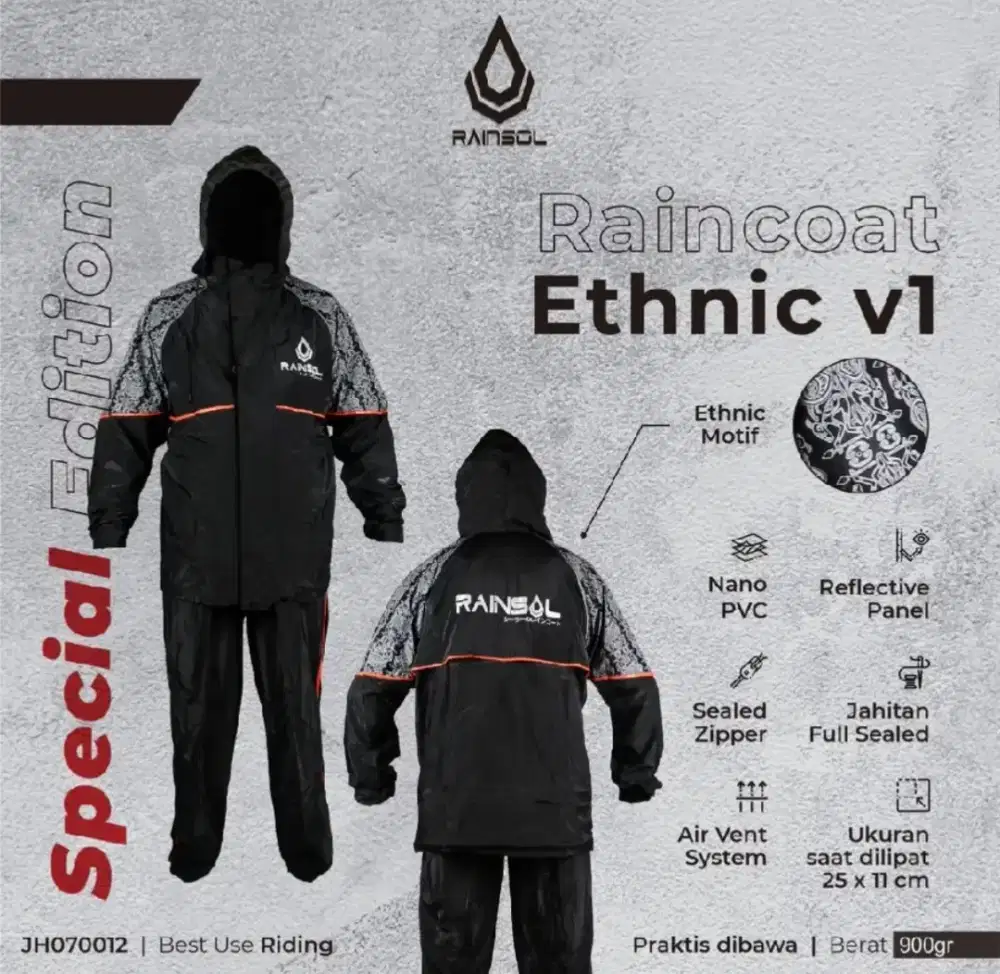 Jas hujan motor rainsol ethnic raincoat waterproof helm bukan axio