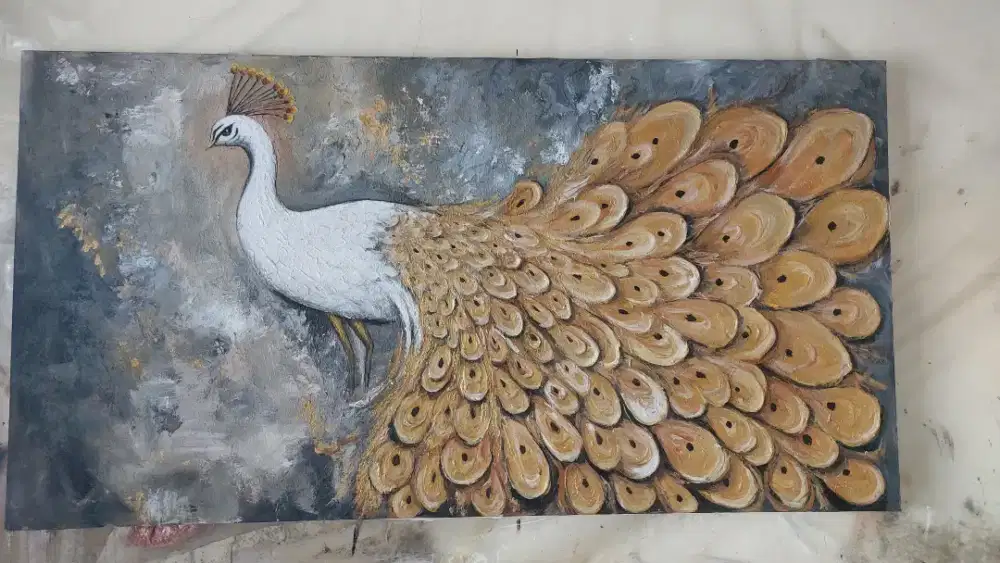 Dijual lukisan kanvas burung 90x130 cm