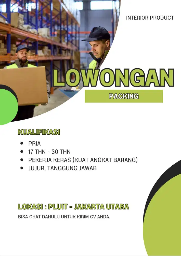 Lowongan kerja pria packing - angkat barang