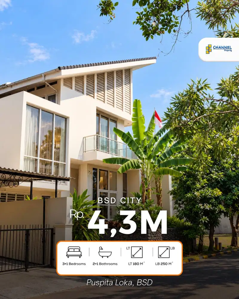 Jual Rumah 2 Lantai Modern Tropis Dekat Mall Puspita Loka BSD, Nn