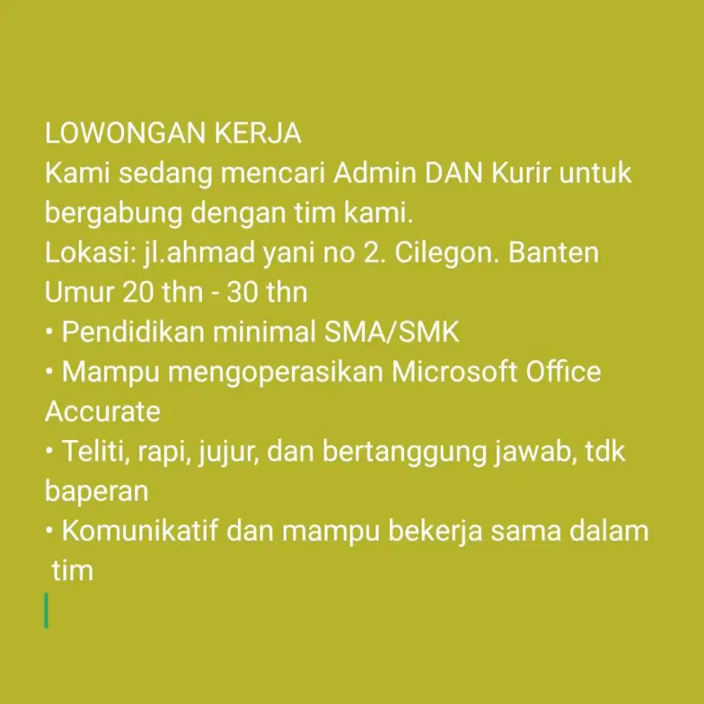 Lowongan Pekerjaan