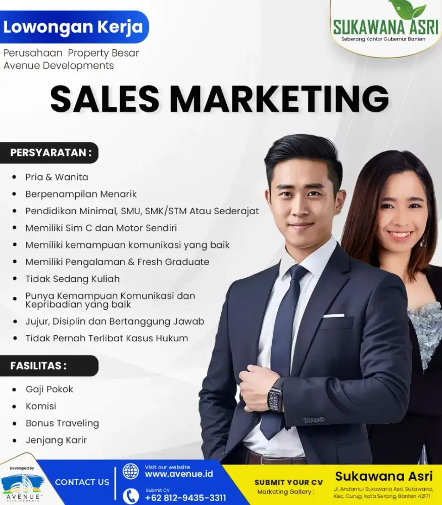 Di Butuhkan Segera Sales Berkopten di Bidang Properti Serang Banten