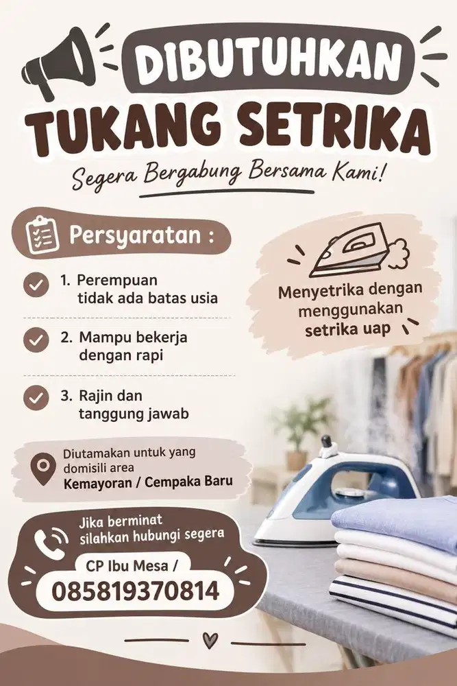 Loker tukang setrika