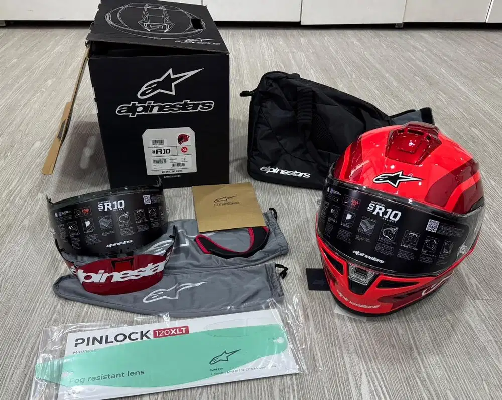 Helm Alpinestars Supertech SR10 Arius Red Carbon Asian Fit Size XL