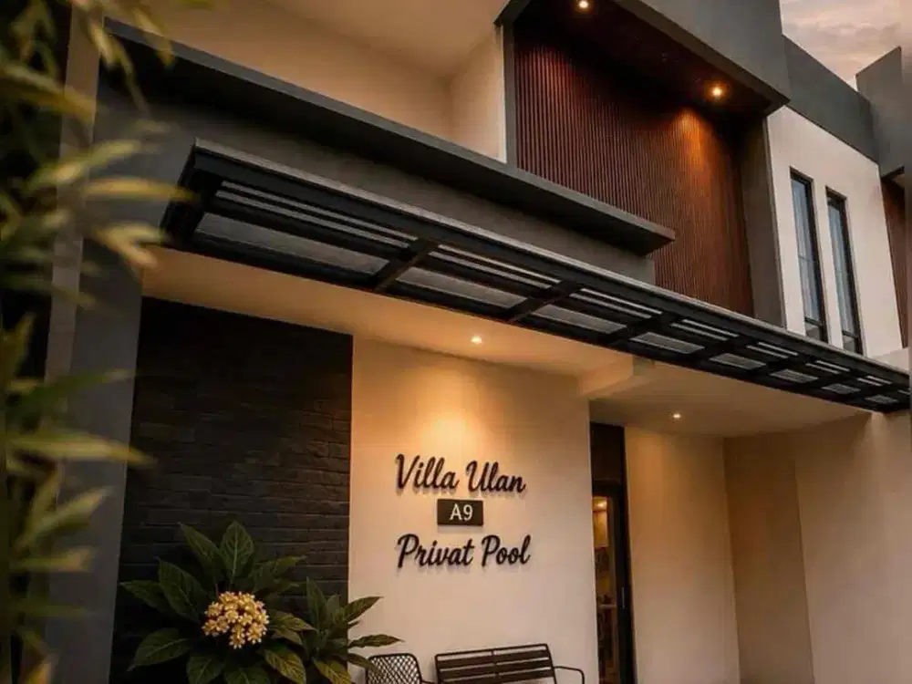 Rumah model villa SHM dilengkapi privat pool mudah perawatannya include interior