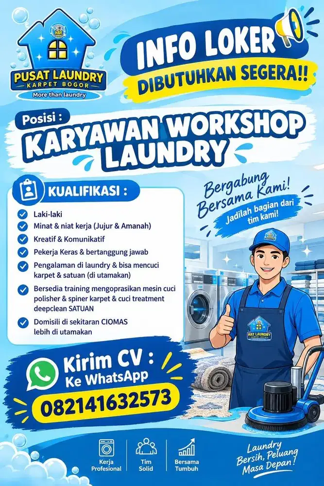LOKER KARYAWAN WORKSHOP LAUNDRY