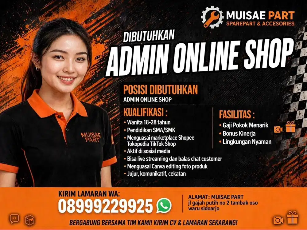 DIBUTUHKAN ADMIN ONLINE SHOP