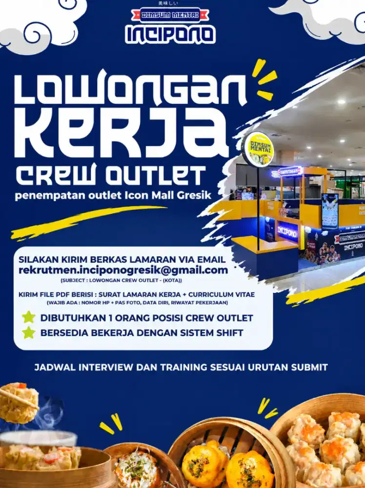 Crew outlet stand dimsum mentai
