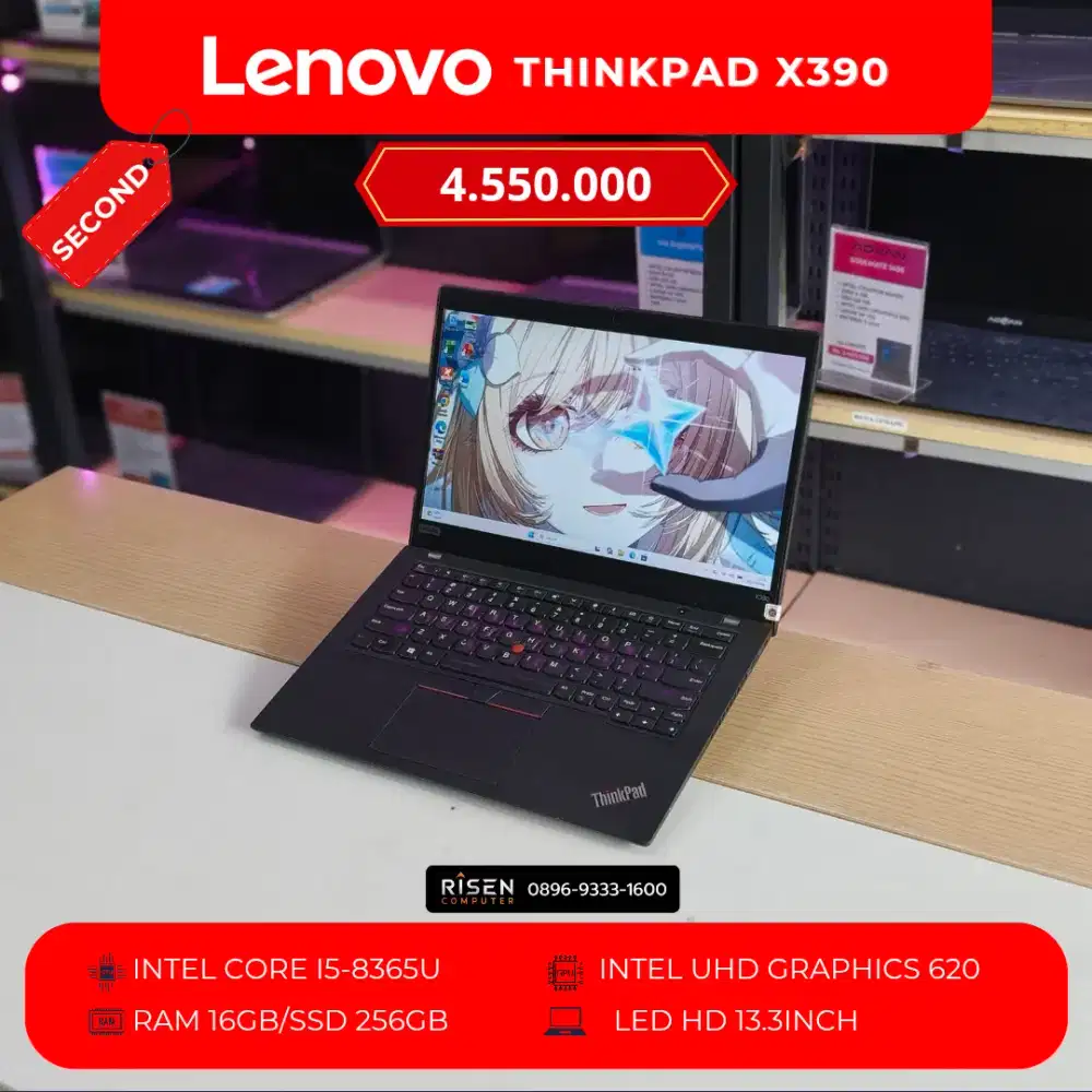 LENOVO THINKPAD X390 Intel Core I5-8365U RAM 16GB SSD 256GB HD 13,3