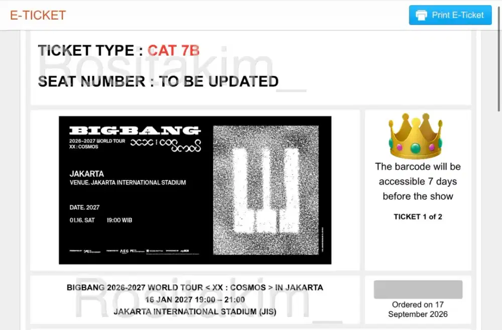 JUAL TIKET KONSER BIGBANG – CAT 7B DAY 1