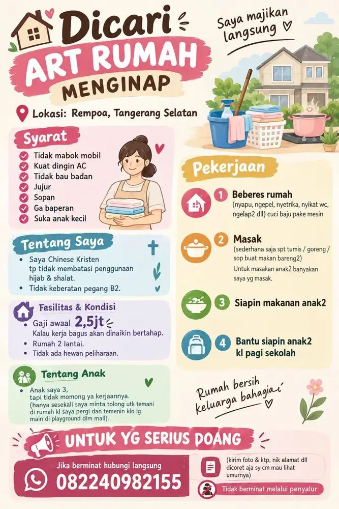 LOKER ART MENGINAP WANITA 25-40 tahun