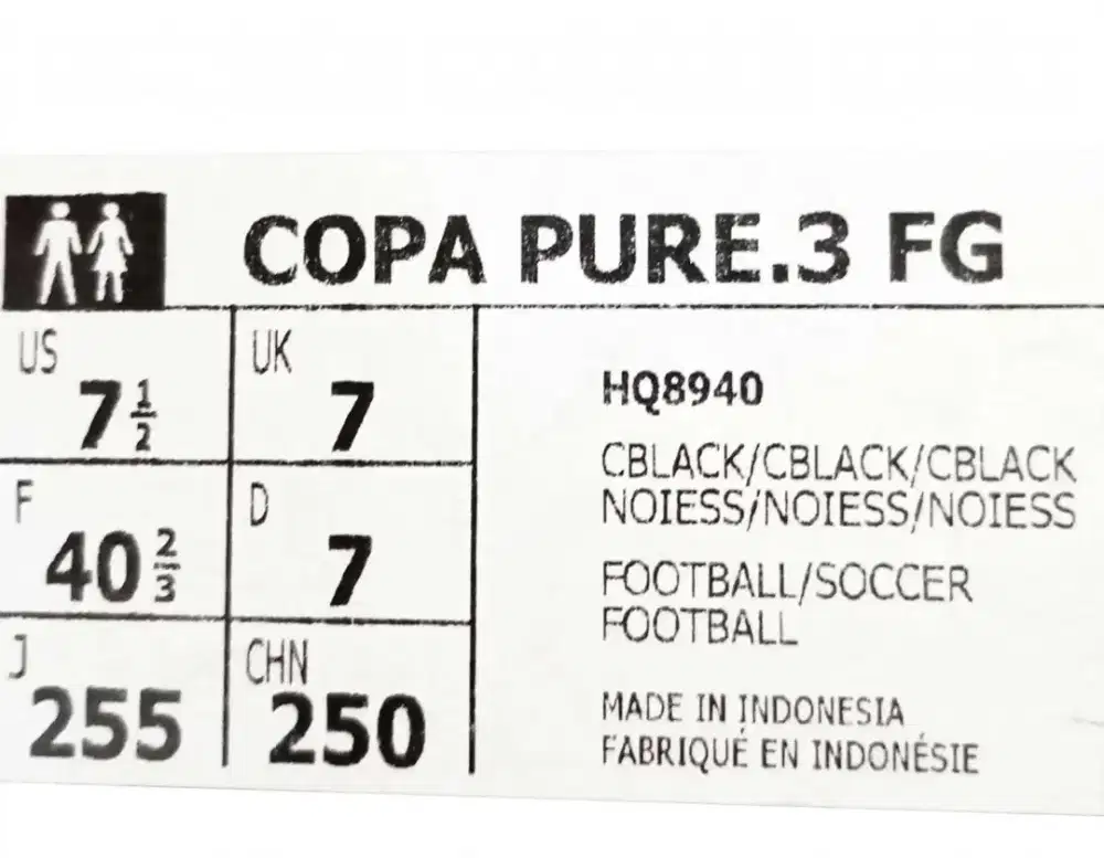 Adidas Copa Pure.3 FG HQ8940 Core Black BNIB Original - Size 40 2/3