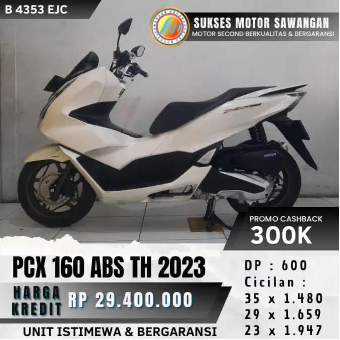 DP 600 PAJAK PANJANG NEW PCX 160 ABS TH 2023 PUTIH MULUS BERGARANSI